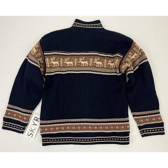 Skyr Boy's L Zip Front Sweater Fair Isle Reindeer Fleece Lined NWT - Picture 3 of 4
